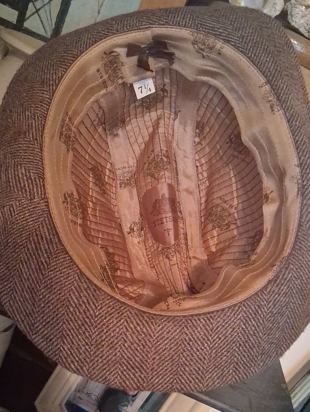 Stetson Tan and Brown Herringbone Wool Fedora